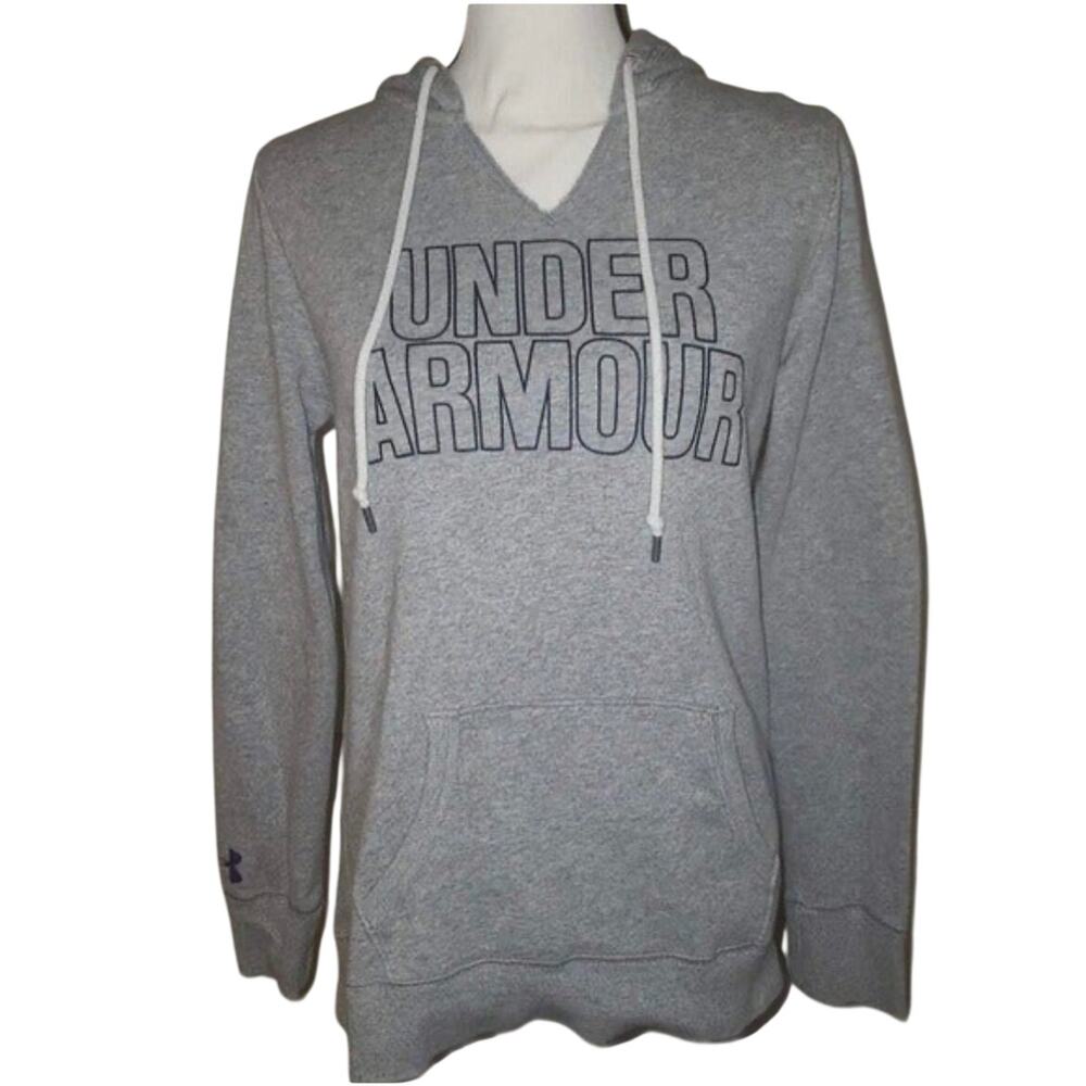 3/$30 Junior's Pullover  Sweatshirt Size Medium Under Armour Gray Logo Hoodie